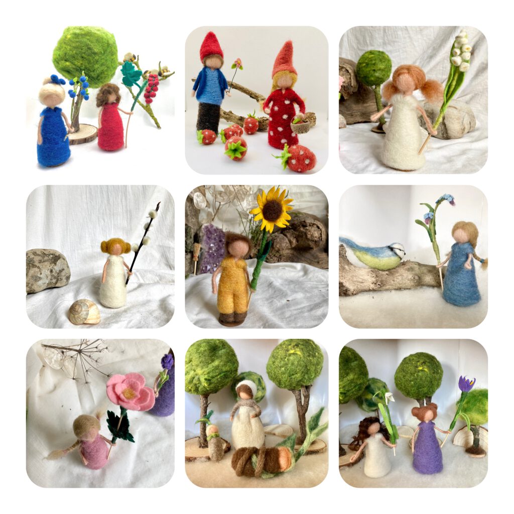 Blumenkinder Kunterbuntgetupft filzfiguren jahreszeitentisch