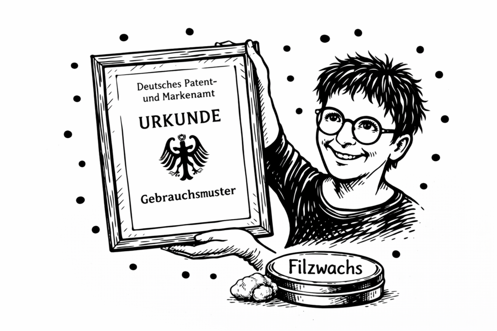 Filzwachs ist ein gebrauchsmuster beim Deutschen Patent- und Markenamt