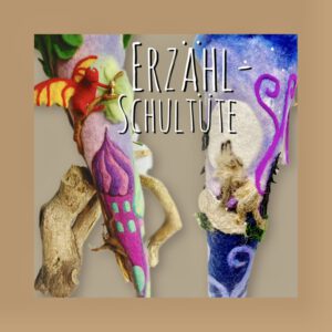 Individuelle Erzählschultüten aus Filz mit Drachen, Schloss und Wolf im Mondschein – handgefertigte Schultüten zur Einschulung