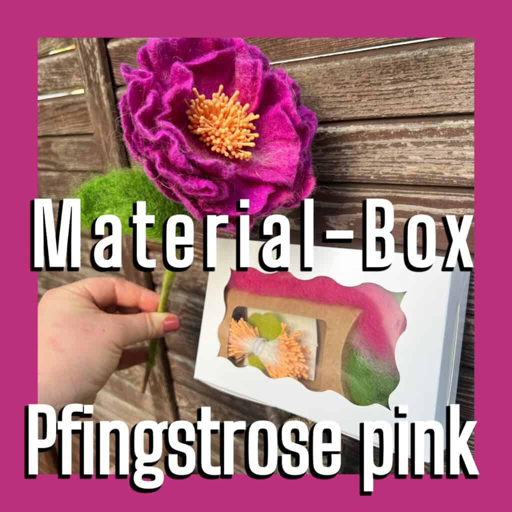 Material-Box Pfingstrose pink als Ergänzung zu DIY-Box Pfingstrose. ache Deine eigene Filzblume selber