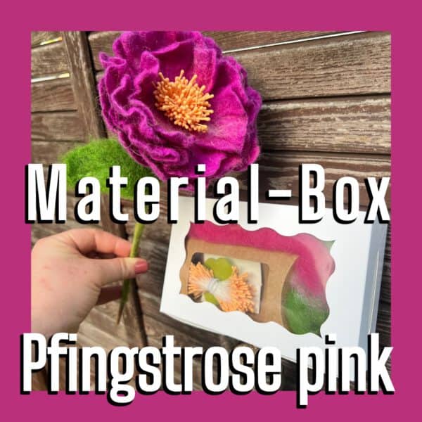 Material-Box Pfingstrose pink als Ergänzung zu DIY-Box Pfingstrose. ache Deine eigene Filzblume selber